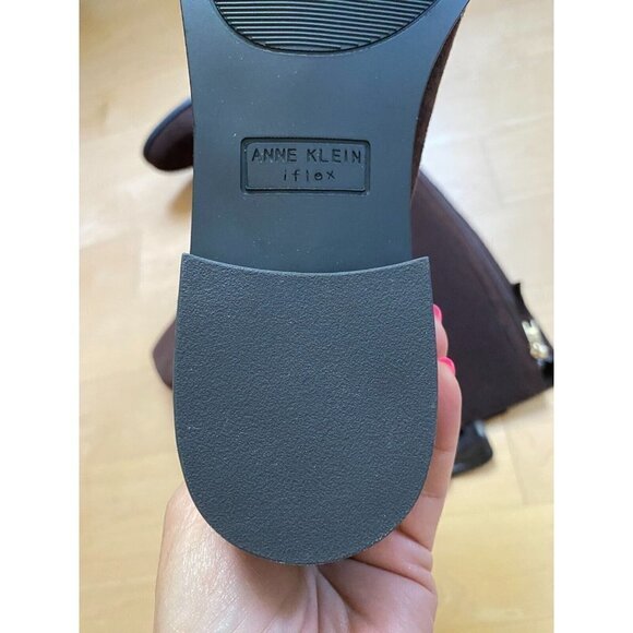 Anne Klein "Audrey" Brown tall boot Women Sz 5 back zip - Picture 5 of 10